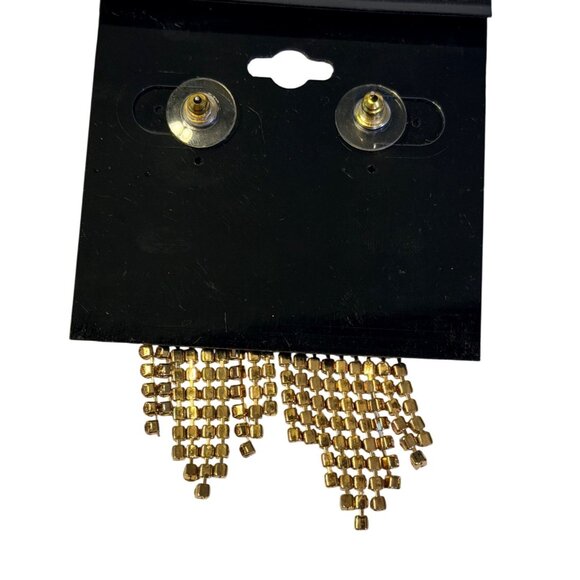 Vtg Eisenberg Ice Gold Rhinestone Fringe Statement Earrings 2.75" Sparkly NOS - Picture 4 of 4